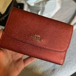 Bronze Red Orange Coach Wallet